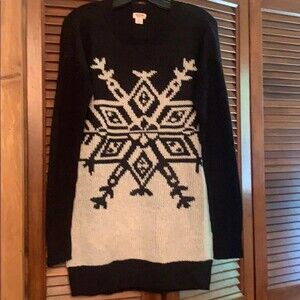 Mossimo Women’s Size Small Black White Nordic Fair Isle Sweater New Without Tags